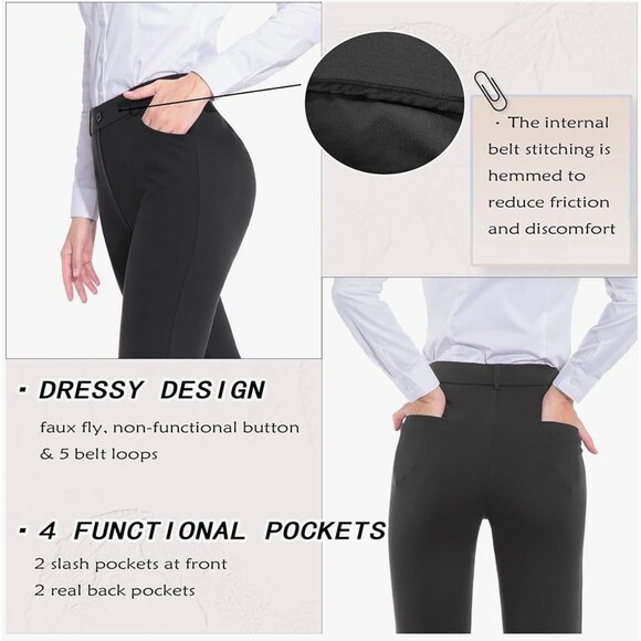 ZTN Stretchy Pull-On Dress Pants Dark Grey Size L New Without Tags - Picture 4 of 10